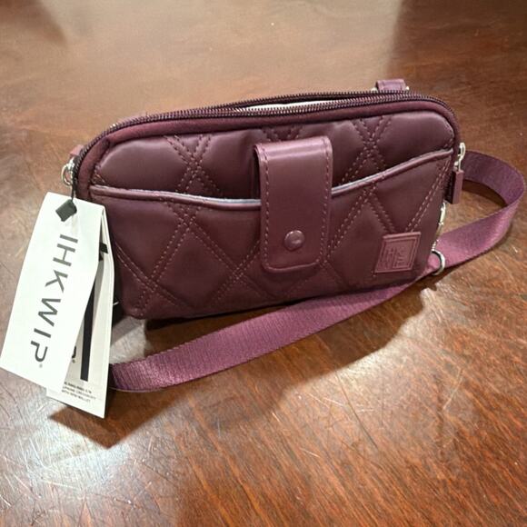 HKWIP Handbags - HKWIP Quilted Plum Crossbody RFID Blocking Wallet Bag for Women